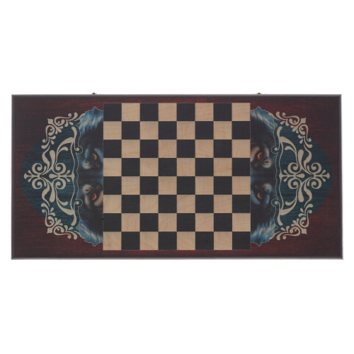 Игра настольная 2 в 1 ( шашки, нарды) "Волк вожак", L60 W30 H4 см фото 3