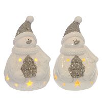 Фигурка декоративная "Снеговик с подсветкой" (2xLR44), L6 W7 H10 см, 2в.