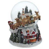 Фигурка декор в стекл шаре "Дом и Дед Мороз", (подсвет,муз, вьюга 3хАА н/п), D 11 см, L16 W16 H16 см Фигурка декор в стекл шаре "Дом и Дед Мороз", (подсвет,муз, вьюга 3хАА н/п), D 11 см, L16 W16 H16 см