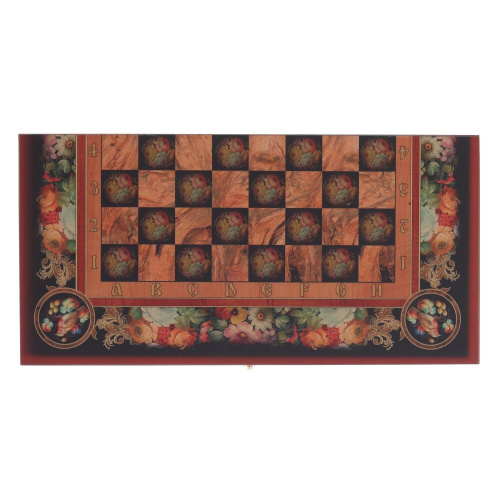 Игра настольная 3 в 1 (шахматы, шашки, нарды) "Цветы", L50 W25 H6 см фото 3 Игра настольная 3 в 1 (шахматы, шашки, нарды) "Цветы", L50 W25 H6 см фото 3