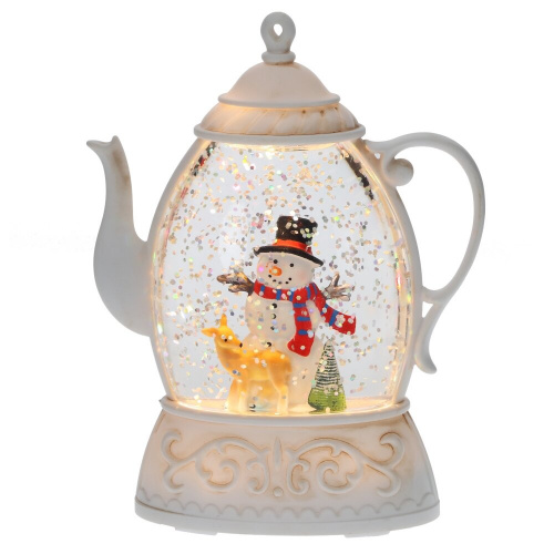 Изделие декоративное "Снеговик в чайнике" (подсвет, 2xAAA, н/п), L10,5 W4 H13,5 см Изделие декоративное "Снеговик в чайнике" (подсвет, 2xAAA, н/п), L10,5 W4 H13,5 см