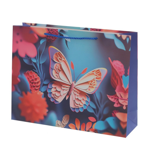 Пакет подарочный L (бумага 210г/м2, блок микс 12шт), L38,5 W11 H30 см, 4в. фото 2