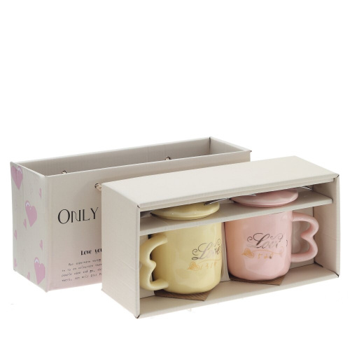 Набор из 2-х Кружек с крышкой и ложкой, 300 мл, L12 W9 H9 см, 2в. фото 2