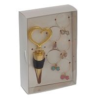 Набор: пробка для бутылки и декор для бокалов, L9 W3 H14 см Набор: пробка для бутылки и декор для бокалов, L9 W3 H14 см