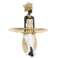 Фигурка декоративная "Африканка" с подносом, L22,2 W14 H30 см