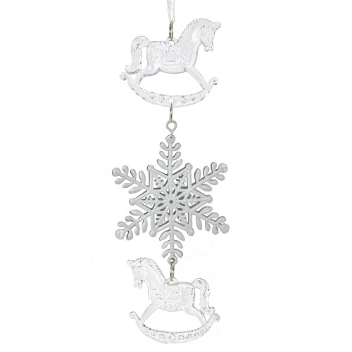 Украшение новогоднеe подвеска"Снежинка с лошадками", L6,5 W1 H19 см, 2в. фото 3 Украшение новогоднеe подвеска"Снежинка с лошадками", L6,5 W1 H19 см, 2в. фото 3