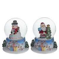 Фигурка декор в стекл шаре "Дед Мороз/Снеговик", D 4,5 см, L5 W5 H6 см, 2в.