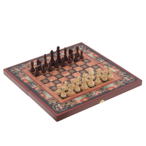 Игра настольная 3 в 1 (шахматы, шашки, нарды) "Цветы", L50 W25 H6 см Игра настольная 3 в 1 (шахматы, шашки, нарды) "Цветы", L50 W25 H6 см