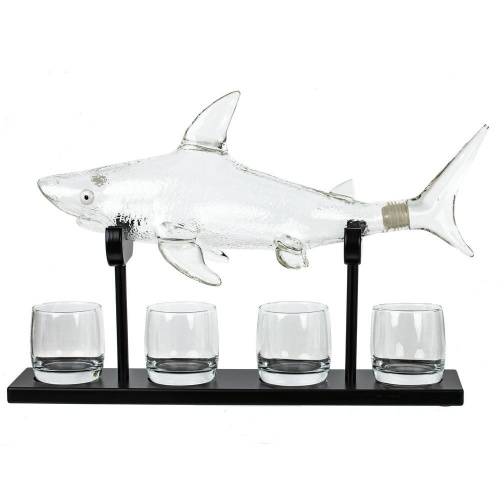 Графин "Акула" 1300 мл с 4-мя стаканами 290 мл, L54,5 W11 H34 см