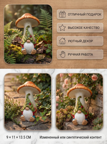Фигурка декоративная "Гном", L9 W11 H13,5 см фото 4