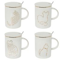 Кружка с крышкой и ложкой, 400 мл, L11,5 W8 H11,5 см, 4в.