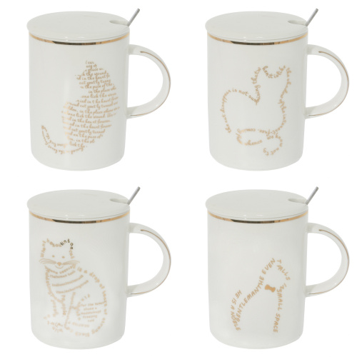 Кружка с крышкой и ложкой, 400 мл, L11,5 W8 H11,5 см, 4в.