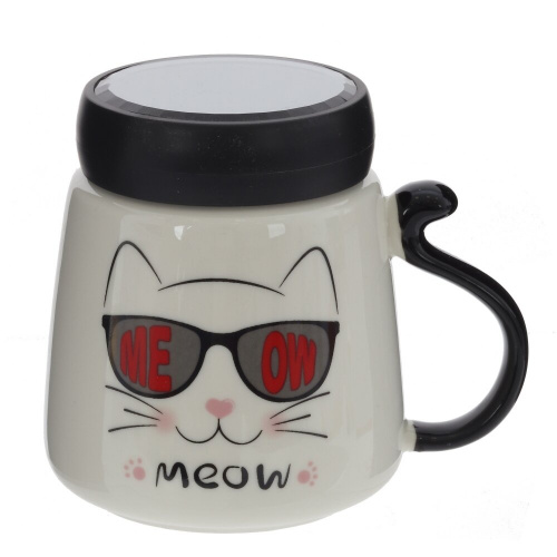 Кружка с крышкой, 400 мл, L13 W10 H11 см