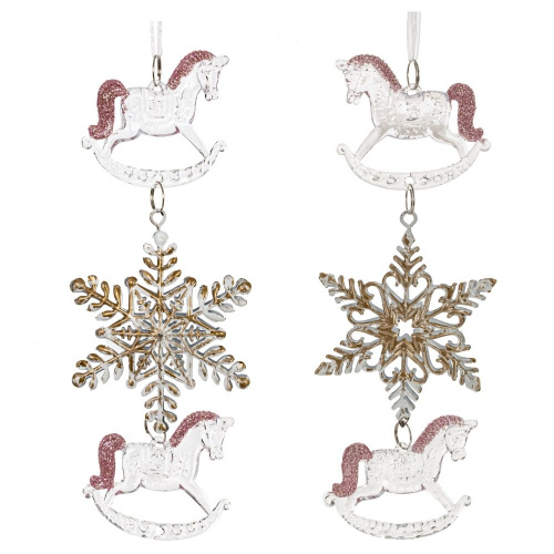 Украшение новогоднеe подвеска"Снежинка с лошадками", L6,5 W1 H19 см, 2в. фото 4 Украшение новогоднеe подвеска"Снежинка с лошадками", L6,5 W1 H19 см, 2в. фото 4