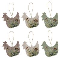 Набор из 6-ти изделий декоративных подвесных "Курица/Петух" (7,5*0,5*7,5), L25 W9 H1,5 см