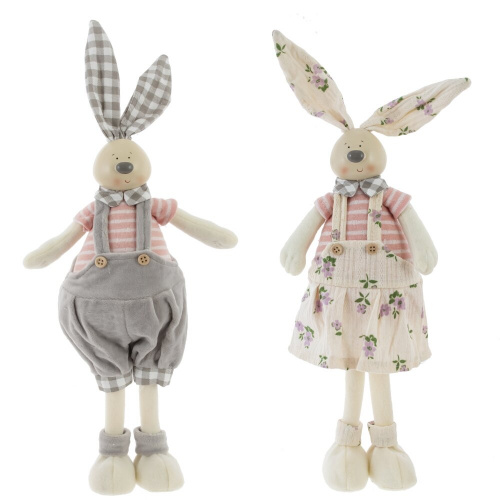 Игрушка набивная "Заяц/Зайка", L15 W8 H44/33 см, 2в. Игрушка набивная "Заяц/Зайка", L15 W8 H44/33 см, 2в.