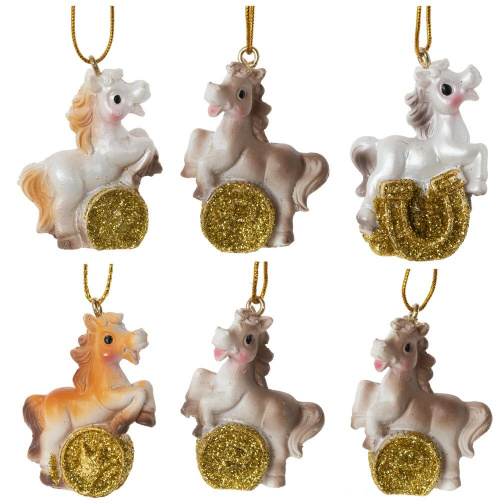 Фигурка декоративная подвесная "Лошадка", L3 W1,5 H4 см, 6в.