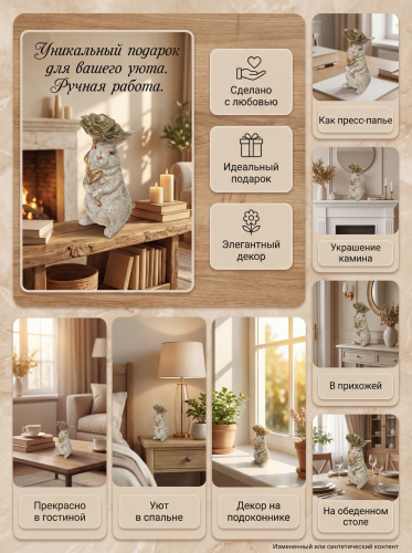 Фигурка декоративная "Заяц", L7,5 W7,5 H14 см фото 2