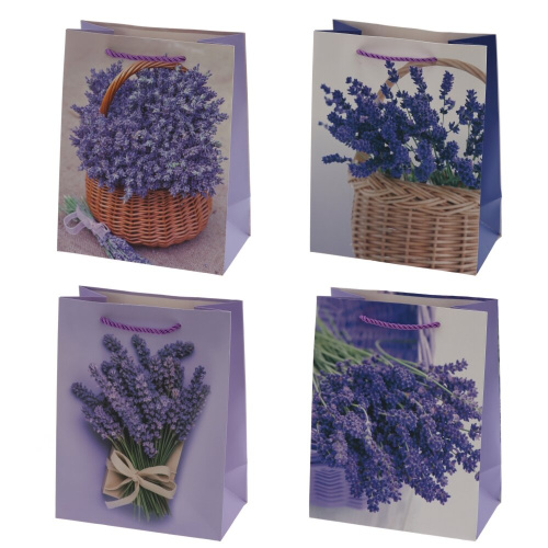 Пакет подарочный S (бумага 210г/м2, блок 12шт), L18 W10 H23 см, 4в.