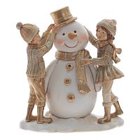 Фигурка декоративная "Снеговик и дети", L14 W8 H17,5 см