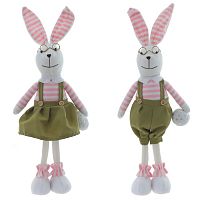 Игрушка набивная "Заяц/Зайка", L12 W7,5 H41/33 см, 2в.