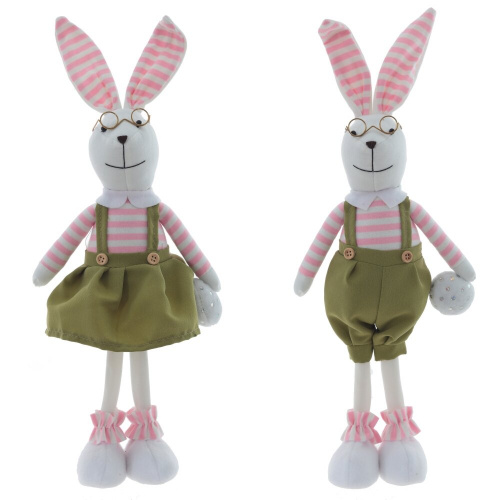 Игрушка набивная "Заяц/Зайка", L12 W7,5 H41/33 см, 2в.