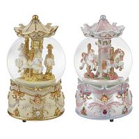 Фигурка декоративная в стекл шаре "Карусель" (ключ,муз, движ), D10 см, L9,5 W9,5 H17,5 см, 2в.