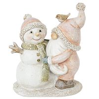 Фигурка декоративная "Гном и снеговик", L10 W6 H12 см