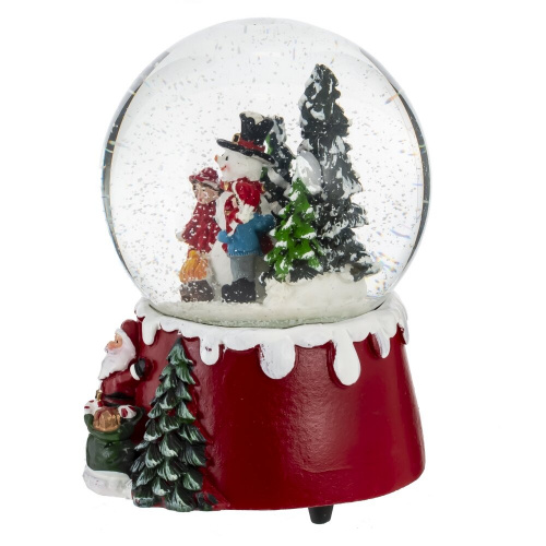 Фигурка декор в стекл шаре "Снеговик и дети" (муз ключ), D 10 см, L9,5 W9,5 H15 см фото 2
