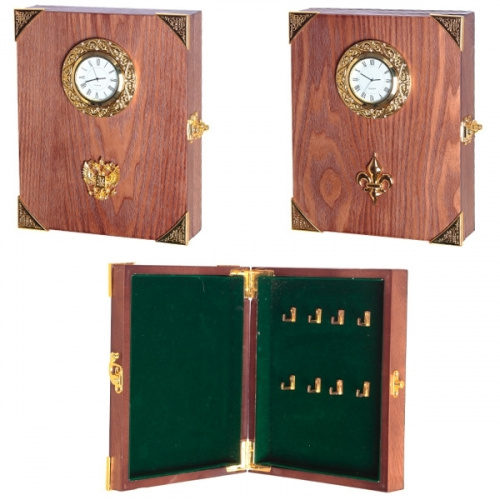 Ключница с часами, L18 W5 H23 см, 2в.