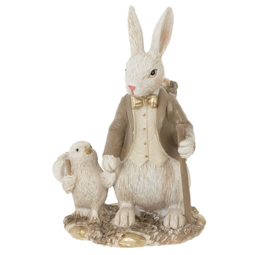 Фигурка декоративная "Заяц с цыпленком", L10,5 W8 H15 см