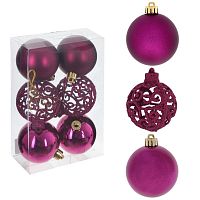 Набор из 6шт Украшение новогоднее "Шар", D 6 см, L17,5 W6 H11,5 см Набор из 6шт Украшение новогоднее "Шар", D 6 см, L17,5 W6 H11,5 см