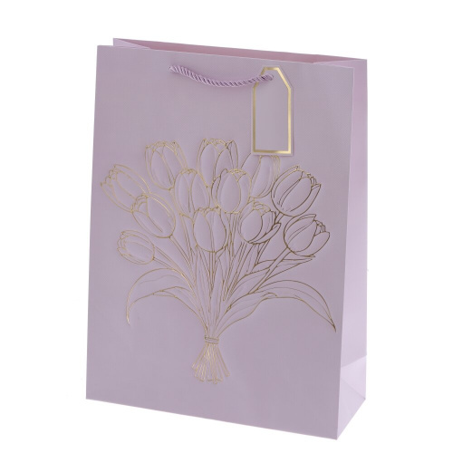 Пакет подарочный L (бумага 210г/м2, блок 12шт), L31 W12 H42 см, 4в. фото 2