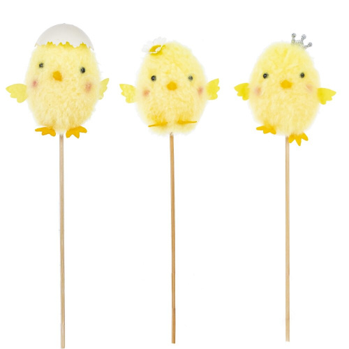 Изделие декоративное (вставка) "Цыпленок" (блок 12 шт) (7*6*8), L7 W6 H25 см, 3в.