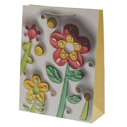 Пакет подарочный L (бумага 210г/м2, блок микс 12шт), L31 W12 H40 см, 4в. фото 2