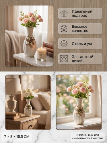 Ваза, 240 мл, L7 W8 H15,5 см фото 3