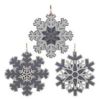 Украшение новогоднее "Снежинка",  L15 W0,5 H16 см, 3в.