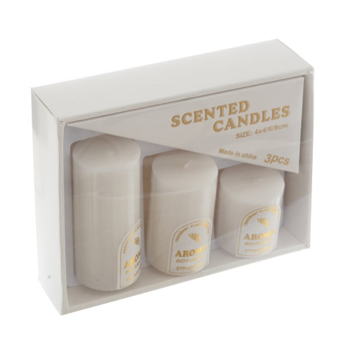 Набор из  3-х свечей, D 4см, L16,5 W4,5 H12,5 см