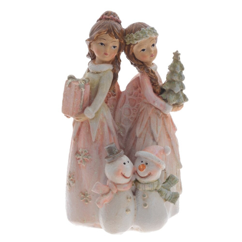 Фигурка декоративная "Феи и снеговик", L6 W5 H10 см