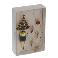 Набор: пробка для бутылки и декор для бокалов, L9 W3,5 H14 см Набор: пробка для бутылки и декор для бокалов, L9 W3,5 H14 см