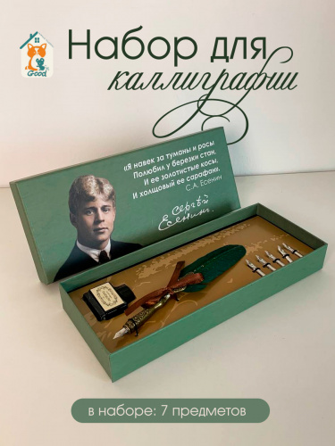 Набор подарочный: ручка перьевая, 5 наконечников, чернильница, L28 W11,5 H4 см