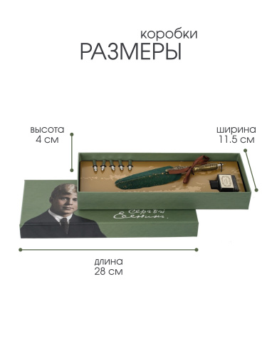 Набор подарочный: ручка перьевая, 5 наконечников, чернильница, L28 W11,5 H4 см фото 2