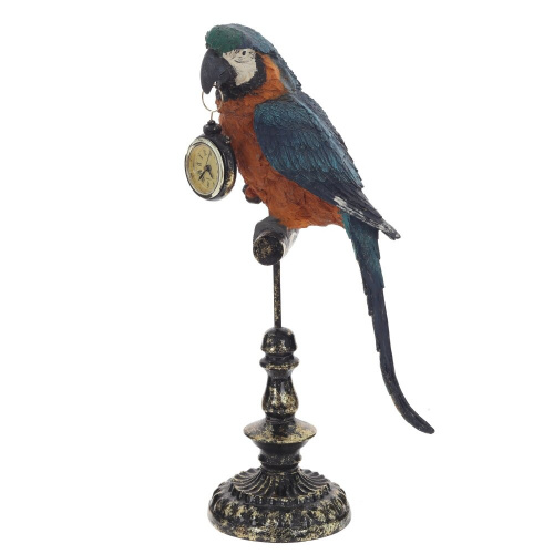 Фигурка декоративная "Попугай" с часами (LR44x1), L19 W12 H40,5 см
