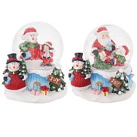 Фигурка декоративная в стекл. шаре "Санта/Снеговик, D 6.5 см, L9 W9 H8,5 см, 2в.