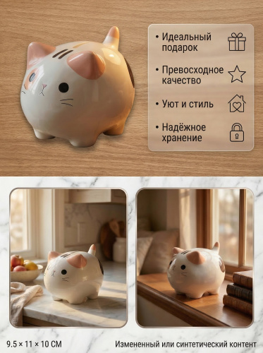 Копилка "Котик", L9,5 W11 H10 см фото 3