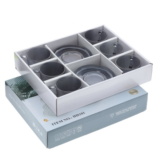Набор из 6-ти чашек с блюдцами, 155 мл, L12,5 W12,5 H6,5 см