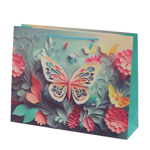 Пакет подарочный L (бумага 210г/м2, блок микс 12шт), L38,5 W11 H30 см, 4в. фото 4