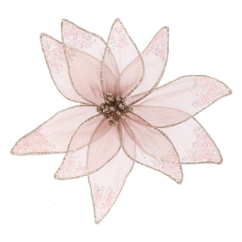 Цветок искусственный "Пуансеттия" (на клипсе), L23 W23 H8 см