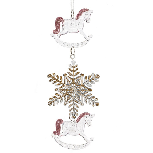 Украшение новогоднеe подвеска"Снежинка с лошадками", L6,5 W1 H19 см, 2в. фото 3 Украшение новогоднеe подвеска"Снежинка с лошадками", L6,5 W1 H19 см, 2в. фото 3