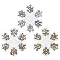 Изделие декоративное подвесное "Снежинка", L31,5 W0,5 H31,5 см, 3в.